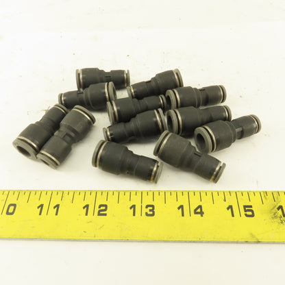 1/4" Tube x 3/8" Tube Nylon Union Fitting Lot of 12