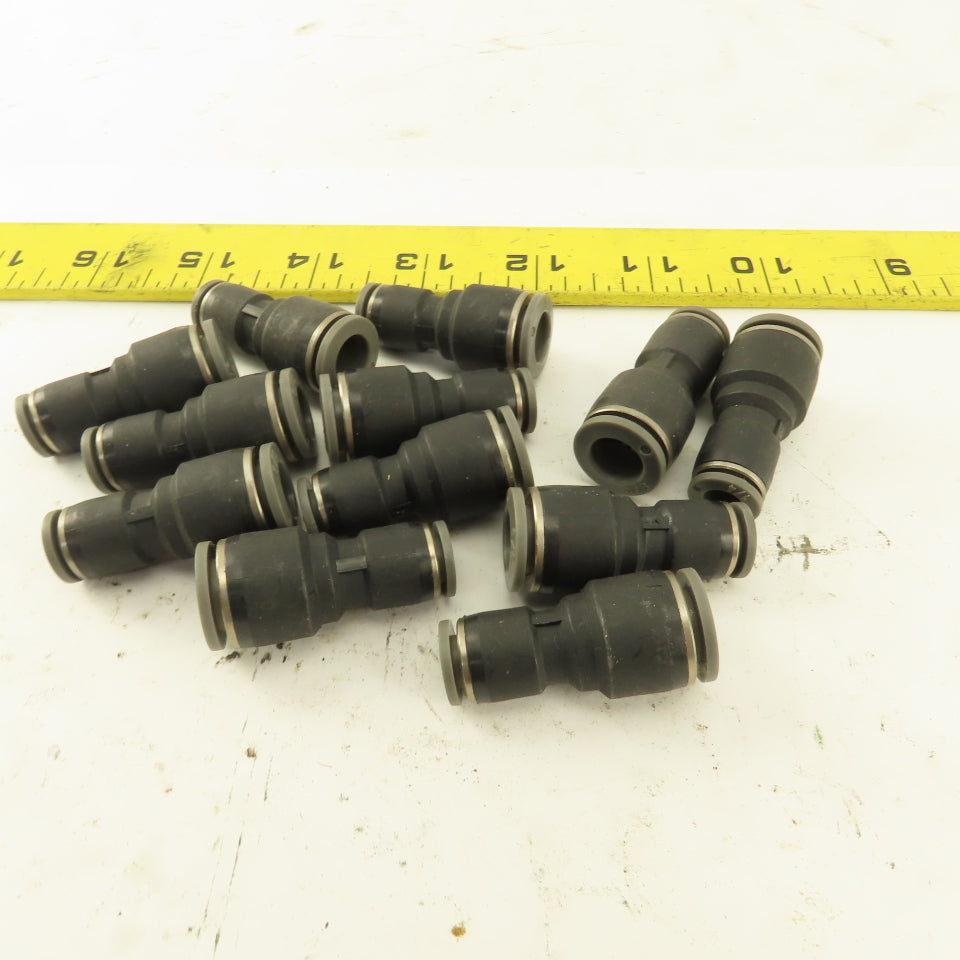 1/4" Tube x 3/8" Tube Nylon Union Fitting Lot of 12
