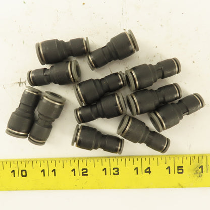 1/4" Tube x 3/8" Tube Nylon Union Fitting Lot of 12