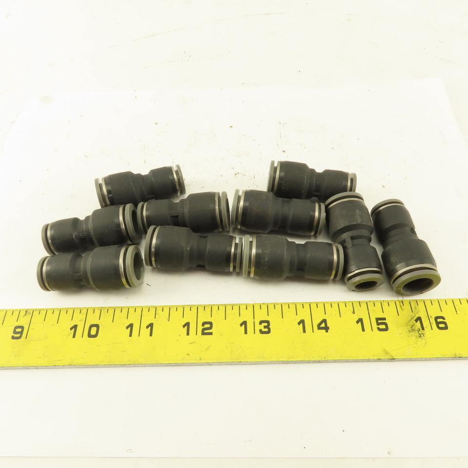 3/8" Tube x 1/2" Tube Nylon Union Fitting Lot of 10