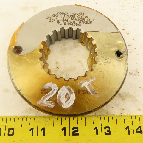 Western Pegasus 20T x 1.877" OD 29? Spline Gear GO Ring Gauge 0.1668" Tol.