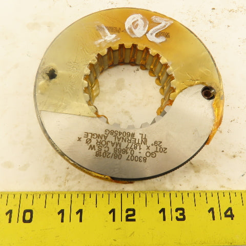 Western Pegasus 20T x 1.877" OD 29? Spline Gear GO Ring Gauge 0.1668" Tol.
