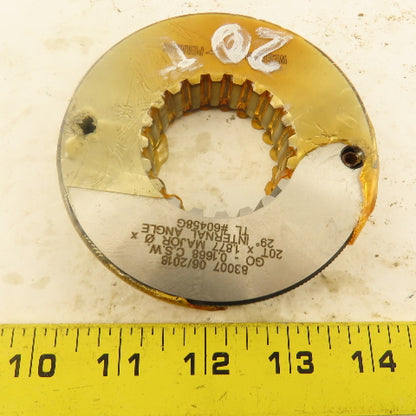 Western Pegasus 20T x 1.877" OD 29? Spline Gear GO Ring Gauge 0.1668" Tol.