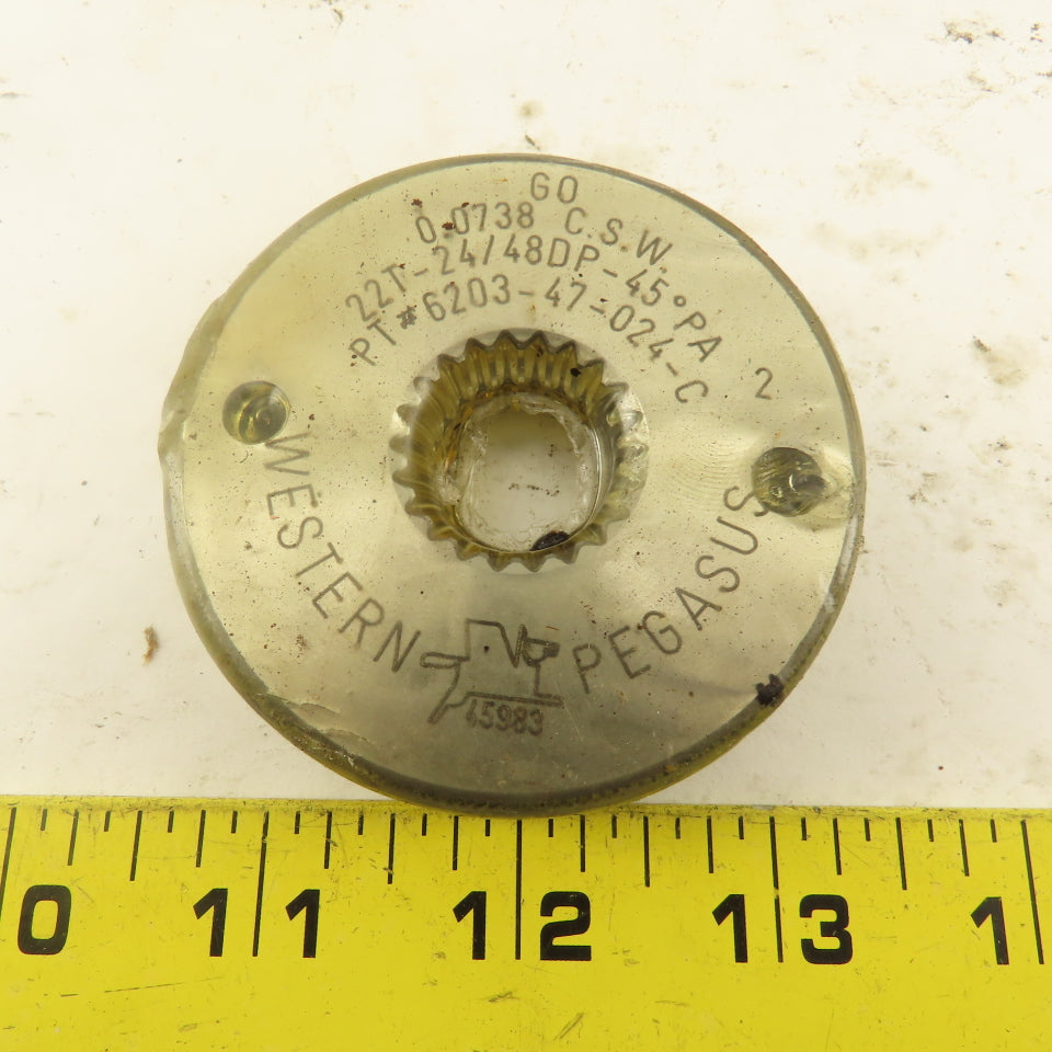 Western Pegasus 22T 24/48 DP 45? PA Spline Gear GO Ring Gauge 0.0738 CSW
