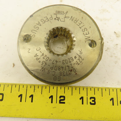 Western Pegasus 22T 24/48 DP 45? PA Spline Gear GO Ring Gauge 0.0738 CSW
