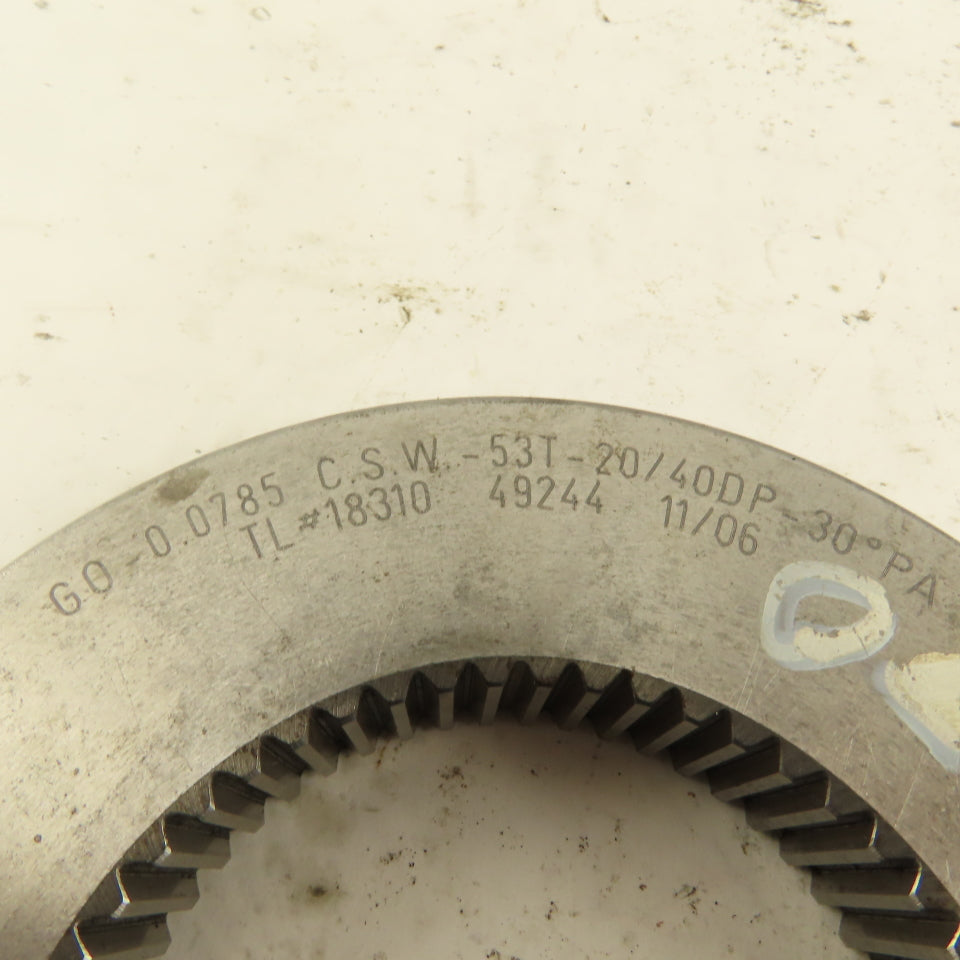 Western Pegasus 53T 20/40 DP 30? PA Spline Gear GO Ring Gauge 0.0785 CSW