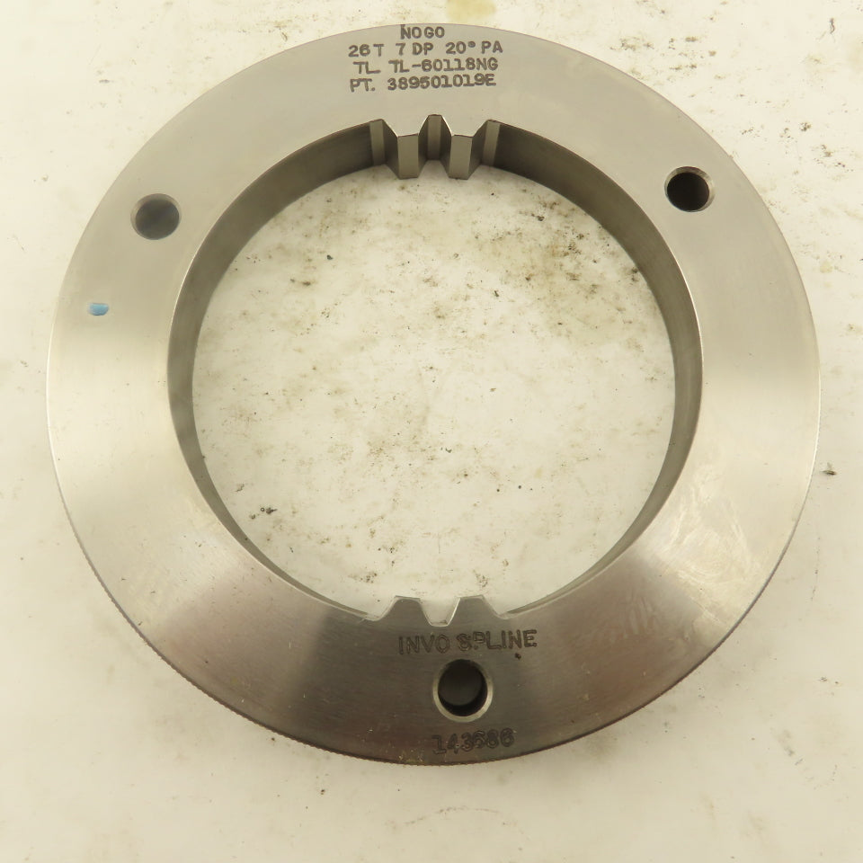 Invo Spline Inc. 26T 7DP 20° PA NO GO Involute Spline Ring Gauge