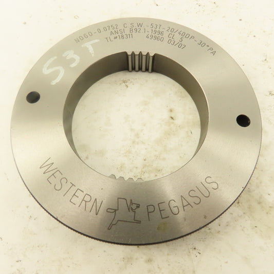 Western Pegasus 53T 20/40DP 30°PA NO GO Ring Gauge 0.0755 CSW