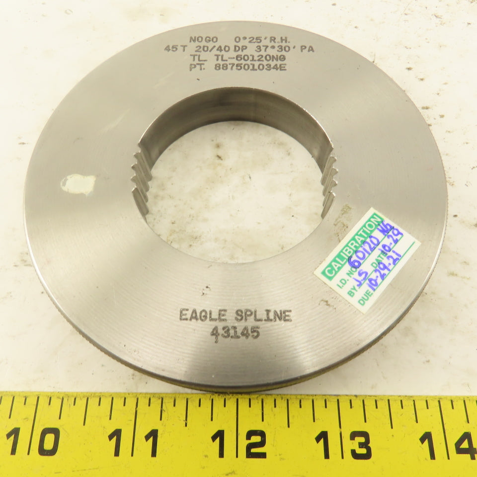 Eagle Spline 45T 20/40 DP 37°30'PA 0°25'RH NO GO Ring Gauge