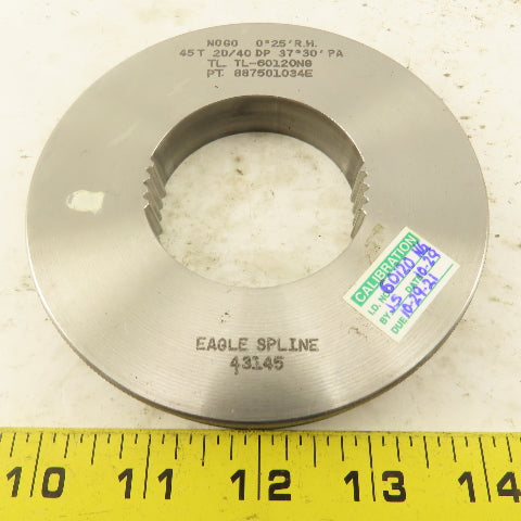 Eagle Spline 45T 20/40 DP 37°30'PA 0°25'RH NO GO Ring Gauge