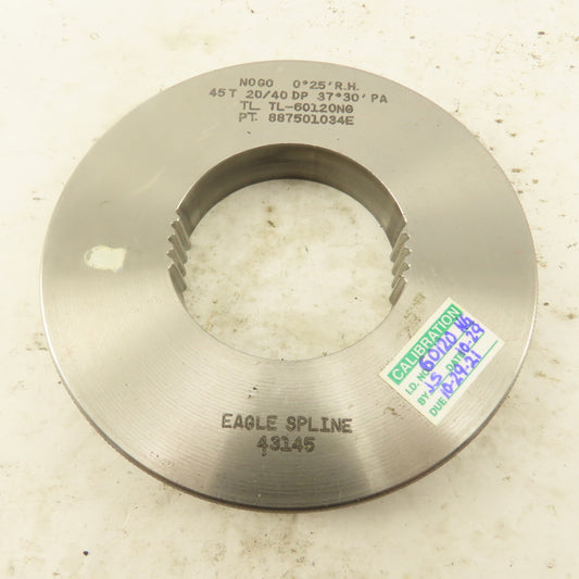 Eagle Spline 45T 20/40 DP 37°30'PA 0°25'RH NO GO Ring Gauge