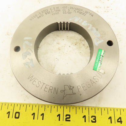 Western Pegasus 49T 20/40DP 30° PA NO GO Ring Gauge 0.0752