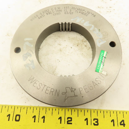 Western Pegasus 49T 20/40DP 30° PA NO GO Ring Gauge 0.0752