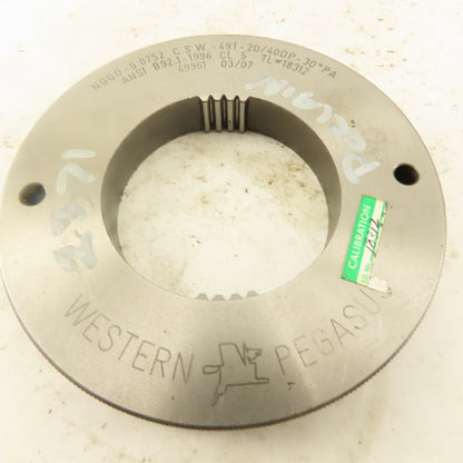 Western Pegasus 49T 20/40DP 30° PA NO GO Ring Gauge 0.0752