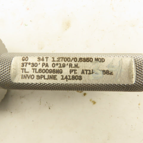 Invo Spline 34T 1.2700/0.6350 MOD 37°30'PA 0°19'RH Go Plug Gauge