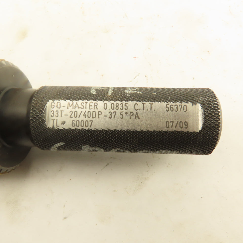 Western Pegasus 33T 20/40 DP 37.5°PA Master Go Plug Gauge 0.0835 CTT