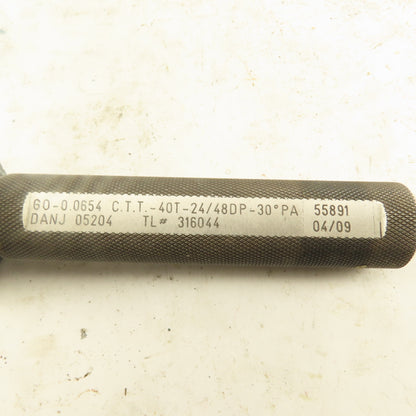 Western Pegasus 40T 24/48DP 30° PA GO Plug Gauge 0.0654 CTT