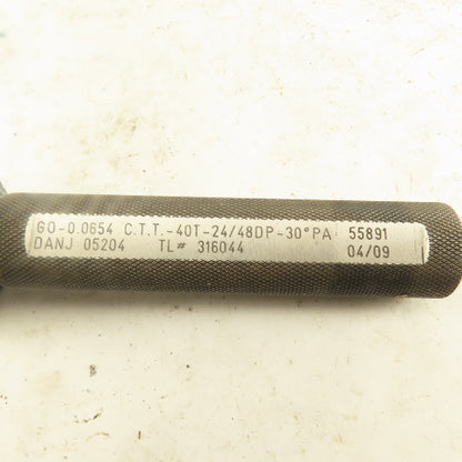 Western Pegasus 40T 24/48DP 30° PA GO Plug Gauge 0.0654 CTT