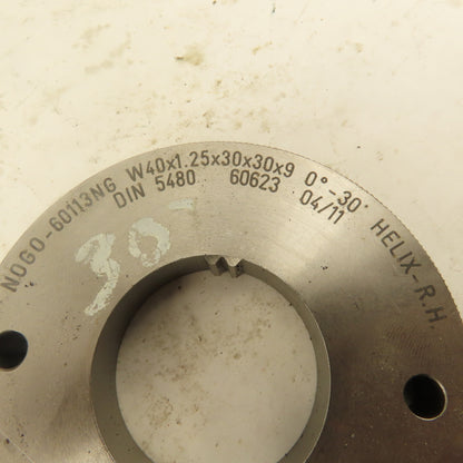 Western Pegasus W40x1.25x30x30x9 30T NO GO Ring Gauge 0°30' Helix RH