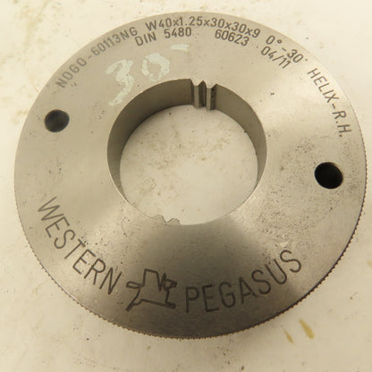 Western Pegasus W40x1.25x30x30x9 30T NO GO Ring Gauge 0°30' Helix RH