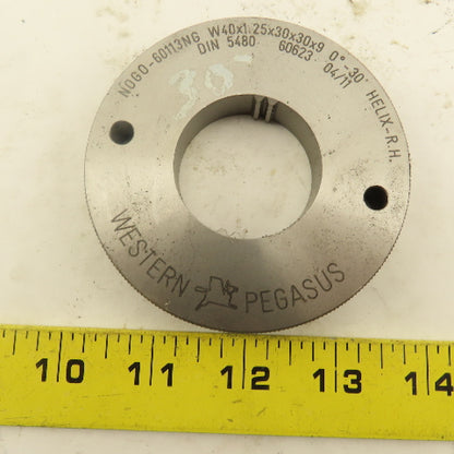 Western Pegasus W40x1.25x30x30x9 30T NO GO Ring Gauge 0°30' Helix RH