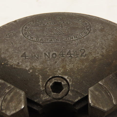 Union MFG. Co. No. 4442 3 Jaw 4" Self Centering Scroll Chuck 1-5/8" Spindle