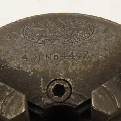 Union MFG. Co. No. 4442 3 Jaw 4" Self Centering Scroll Chuck 1-5/8" Spindle