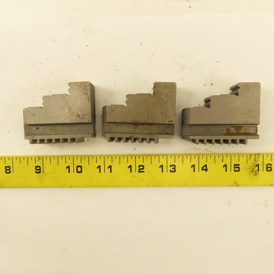9054 Hard Jaw Step Scroll Chuck Jaw Set 2-1/4" Long 1-7/8" Tall Lot Of 3