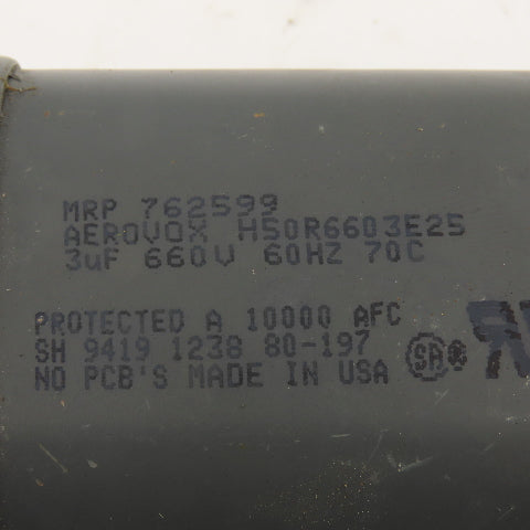 Aerovox H50R6603E25 3uF 660V 60Hz Capacitor