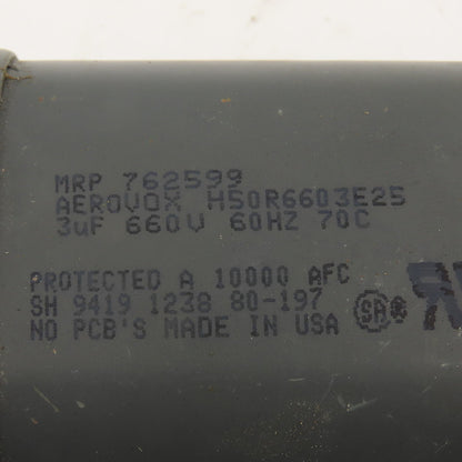 Aerovox H50R6603E25 3uF 660V 60Hz Capacitor