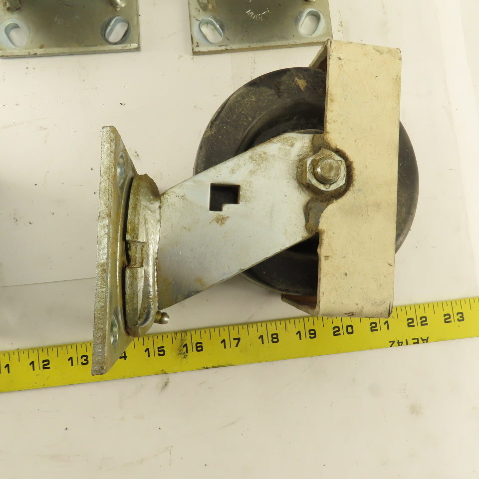 Albion 5" Rigid Swivel Hard Rubber Flange Mount Caster Toe Guard Brake Lot Of 5