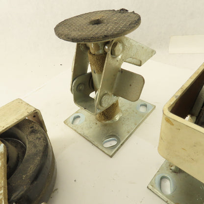 Albion 5" Rigid Swivel Hard Rubber Flange Mount Caster Toe Guard Brake Lot Of 5