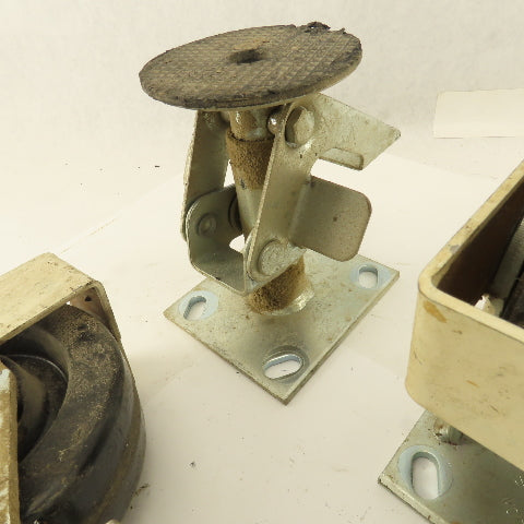 Albion 5" Rigid Swivel Hard Rubber Flange Mount Caster Toe Guard Brake Lot Of 5