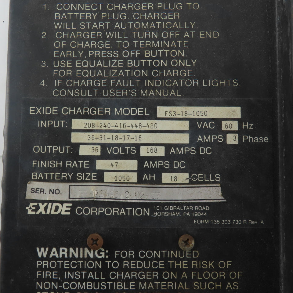 Exide ES3-18-1050 X1060-43-1 Forklift Battery Charger Control Board