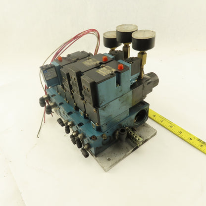 MAC 82A-AC-BKATMDACP1DA 2 Position Solenoid Valve Bank Regulators Manifold