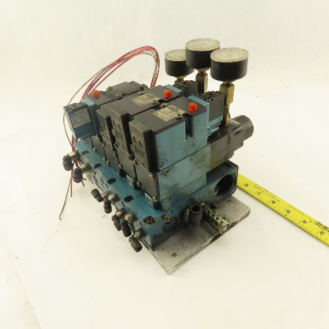 MAC 82A-AC-BKATMDACP1DA 2 Position Solenoid Valve Bank Regulators Manifold