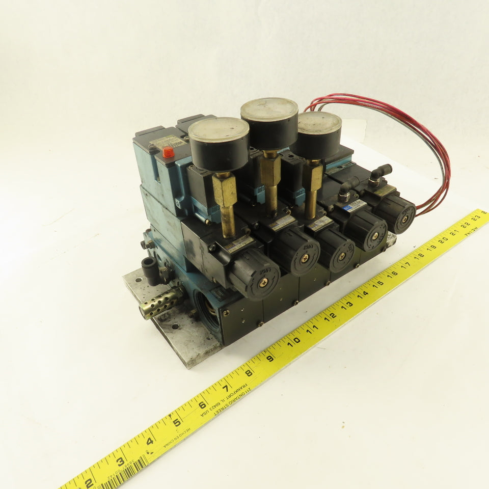 MAC 82A-AC-BKATMDACP1DA 2 Position Solenoid Valve Bank Regulators Manifold