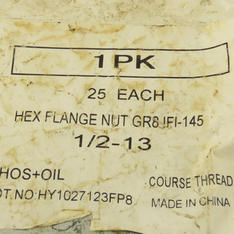 IFI-145 1/2-13 GR 8 Black Oxide Flange Hex Nut Lot Of 25