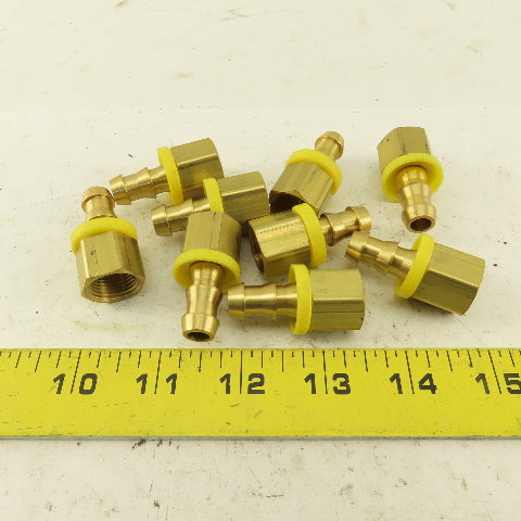 Hex Brass Hose Barb for 3/8" ID Hose X 3/8" Female NPT Lot of 9