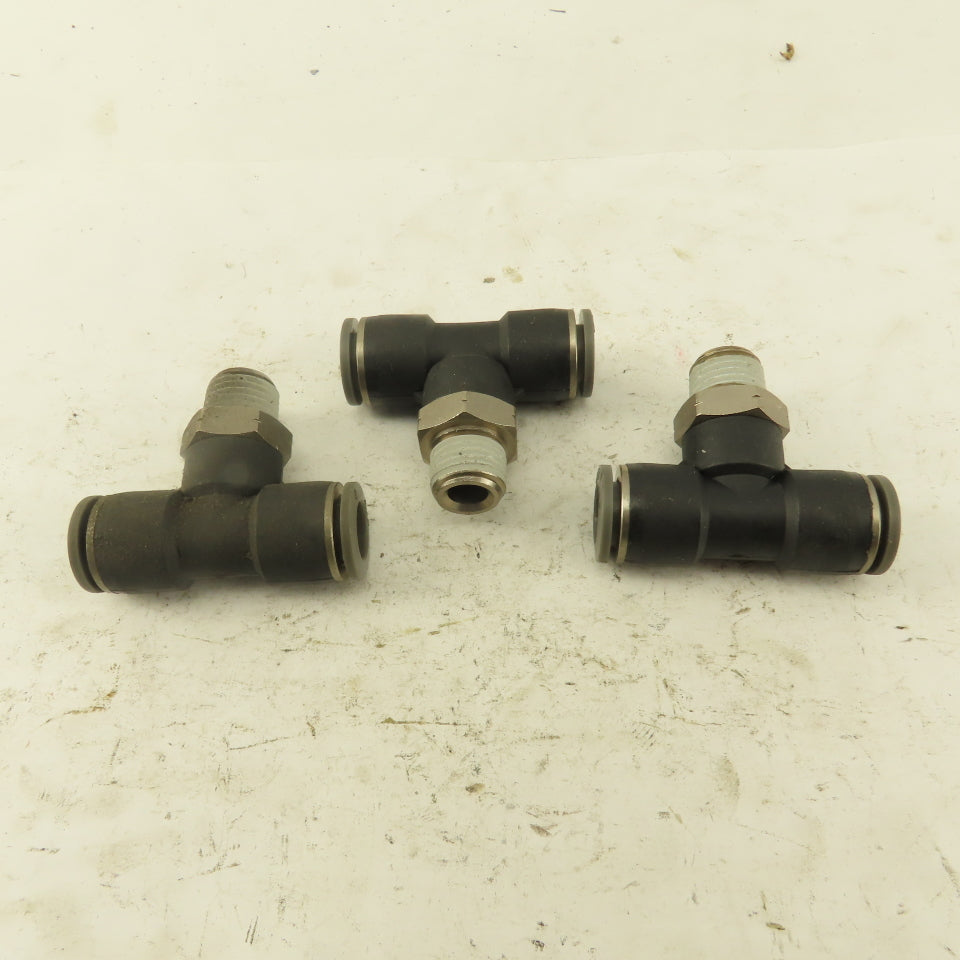 Push to Connect Branch Tee 3/8" Tube x 1/4" NPT Male Lot of 3