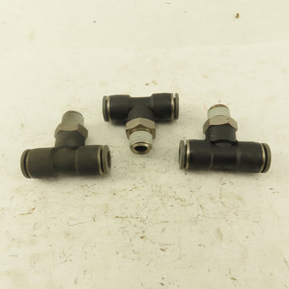 Push to Connect Branch Tee 3/8" Tube x 1/4" NPT Male Lot of 3