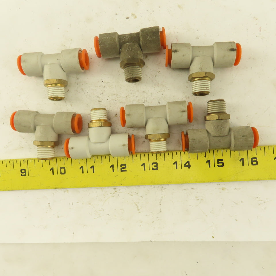 Push to Connect Branch Tee 3/8" Tube x 1/4" NPT Male Lot of 7