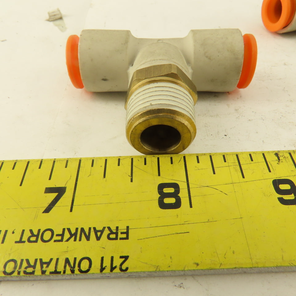 Push to Connect Branch Tee 3/8" Tube x 3/8" NPT Male Lot of 7