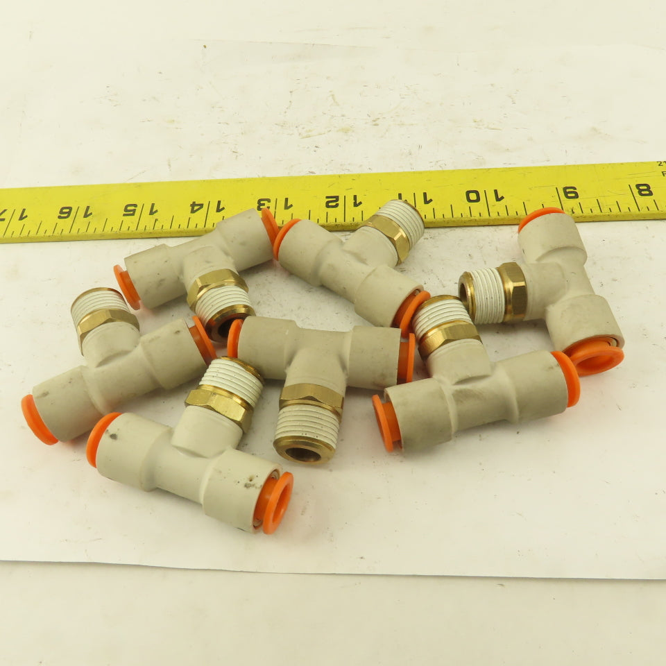 Push to Connect Branch Tee 3/8" Tube x 3/8" NPT Male Lot of 7