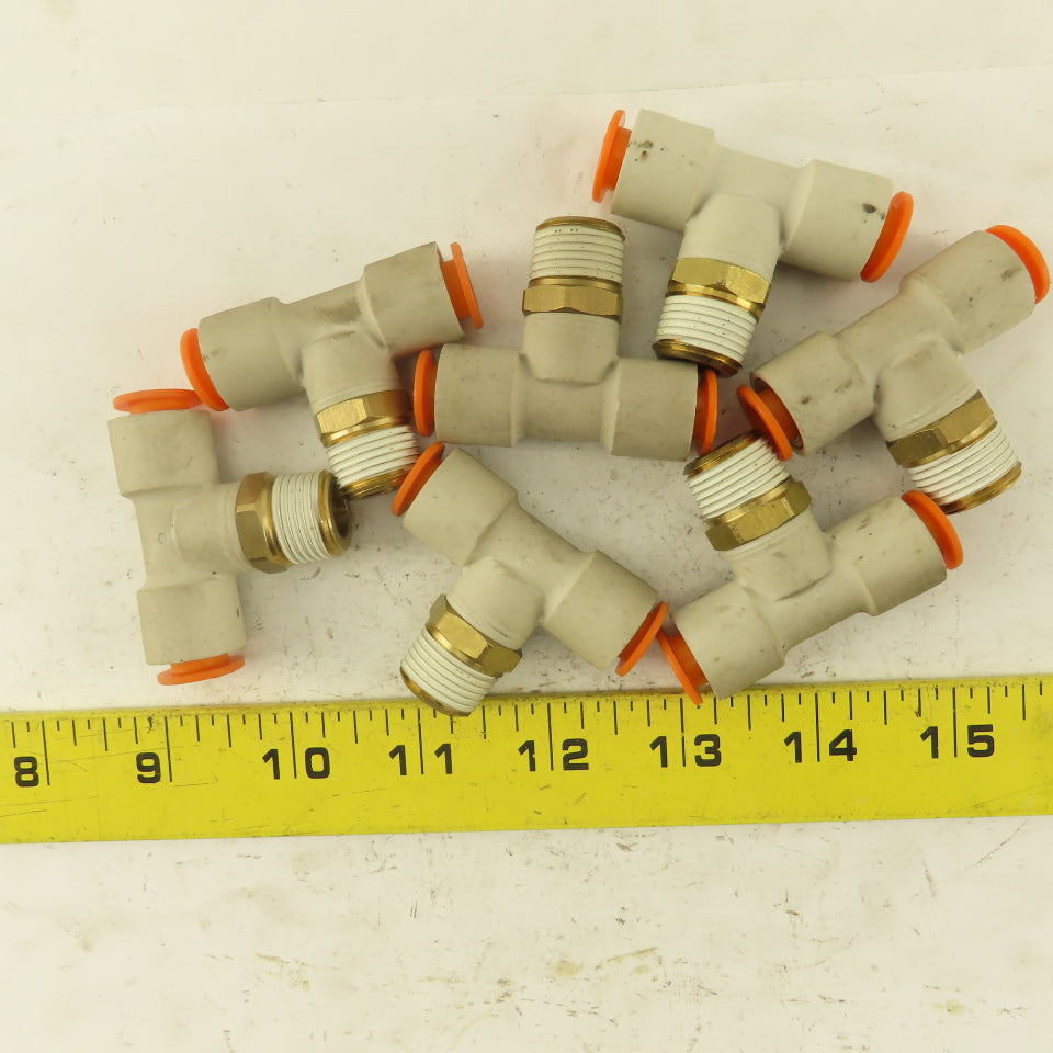 Push to Connect Branch Tee 3/8" Tube x 3/8" NPT Male Lot of 7