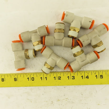 Push to Connect Branch Tee 3/8" Tube x 3/8" NPT Male Lot of 7