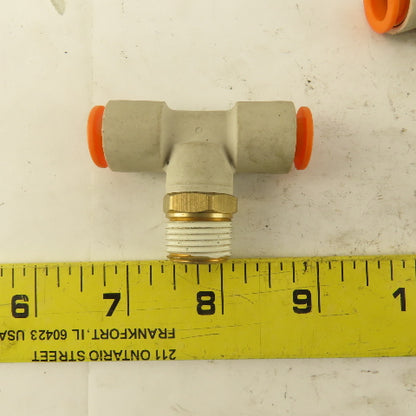 Push to Connect Branch Tee 3/8" Tube x 3/8" NPT Male Lot of 7