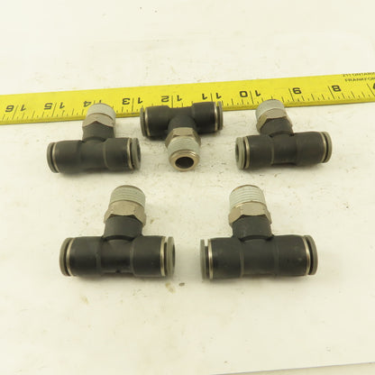 Push to Connect Branch Tee 3/8" Tube x 3/8" NPT Male Lot of 5