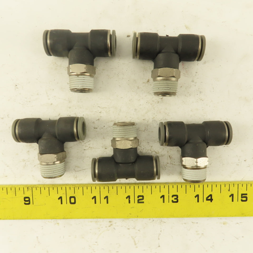 Push to Connect Branch Tee 3/8" Tube x 3/8" NPT Male Lot of 5