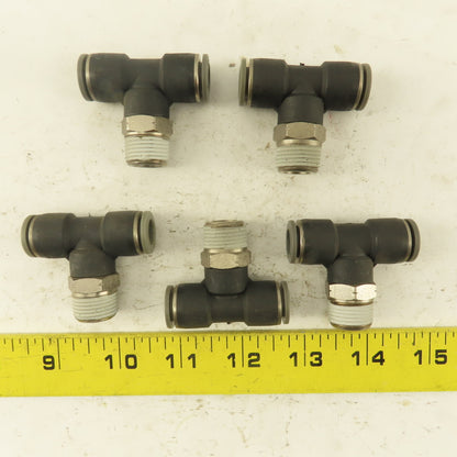 Push to Connect Branch Tee 3/8" Tube x 3/8" NPT Male Lot of 5